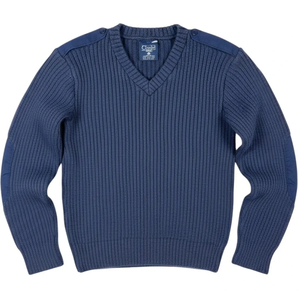 Citadel British Commando Sweater Men S Blue Military V-Neck Virgin Wool England
